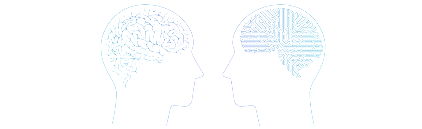Human and AI minds facing each other